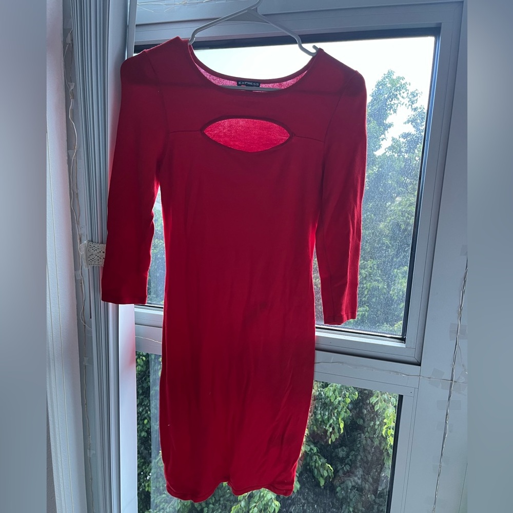 Red stretchy mini dress